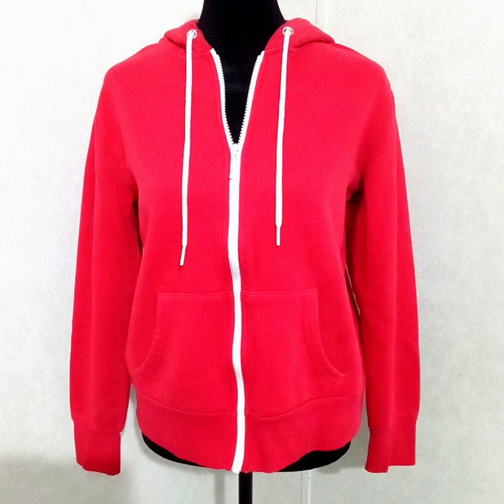 FADED GLORY, SMALL, HOODED RED SWEATSHIRT WITH ZIPPER